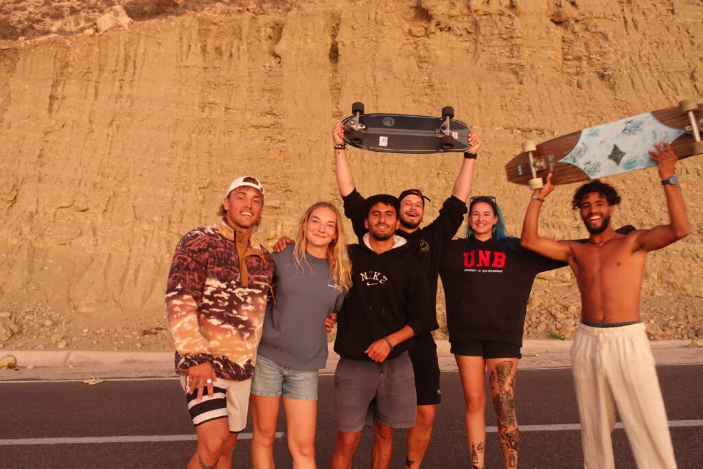 surf skating with our Imsouane surf camp guests, they booked staying at our imsouane surf camp, morocco