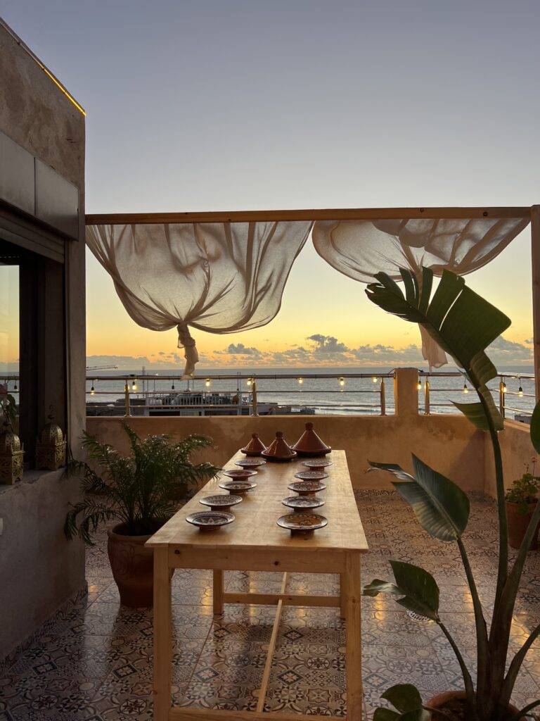 Dinner table at imsouane vibe surf camp accoommodation